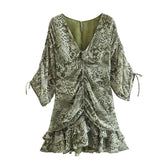 Animal Print Pleated Mini Dress